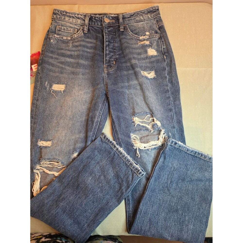 Flying Monkey Distressed Denim Jeans - Medium Blue size 27